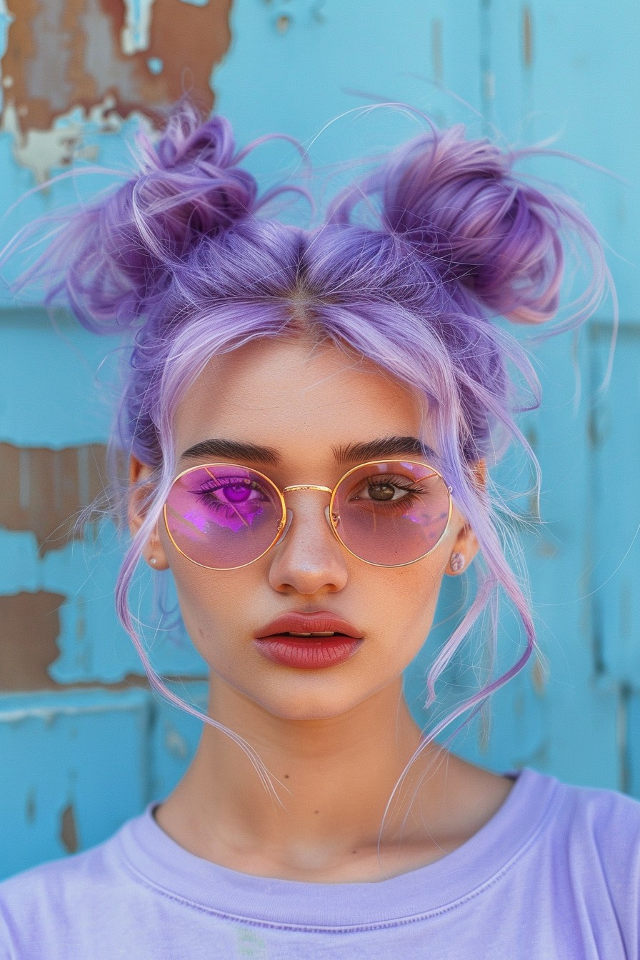 Bright Lavender Space Buns