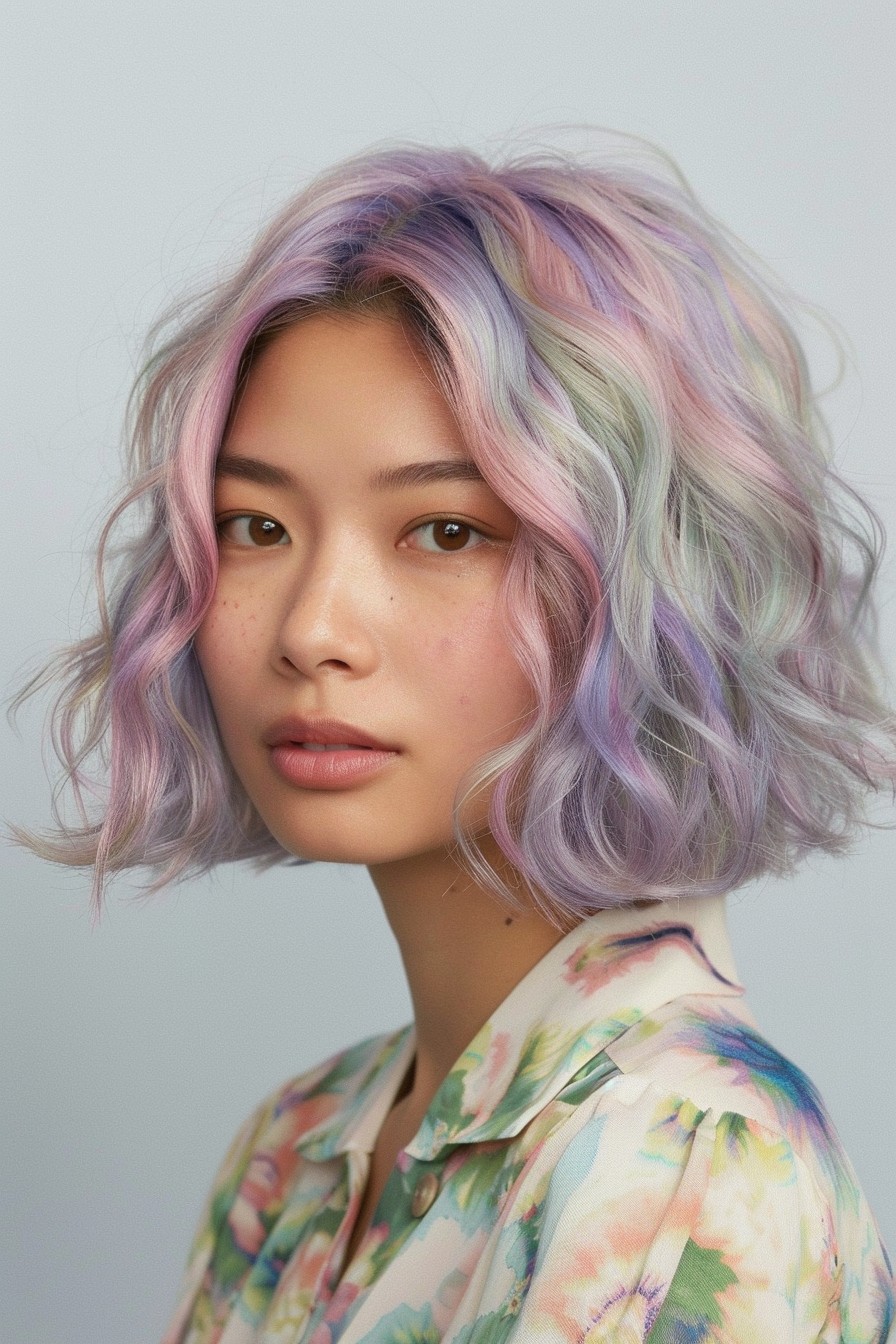 Wavy Bob with Pastel Coloring