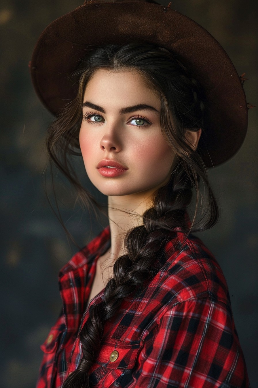 French Braid Crown in Dark Brunette