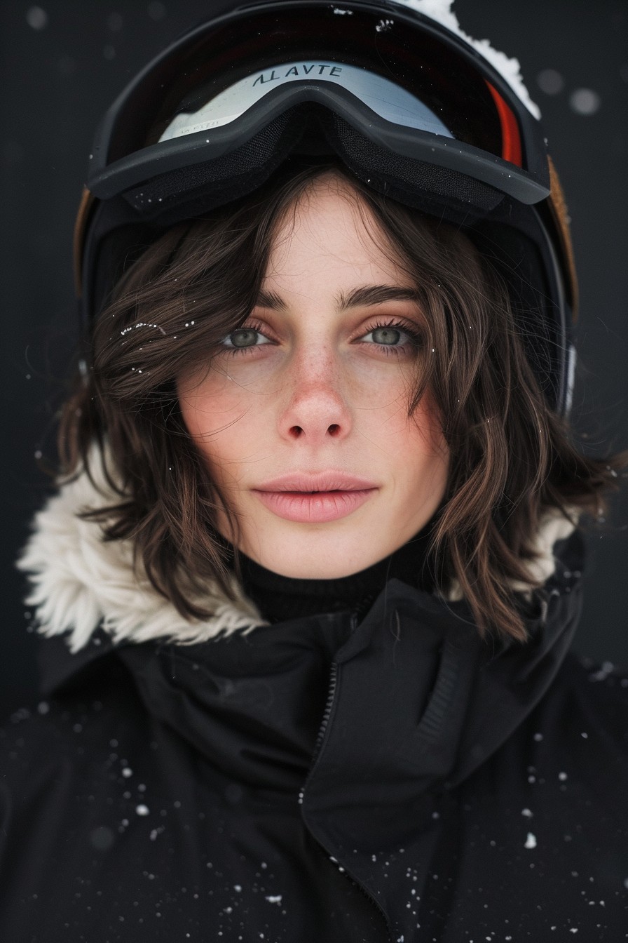 Short Textured Bob Under a Snowboarding Helmet