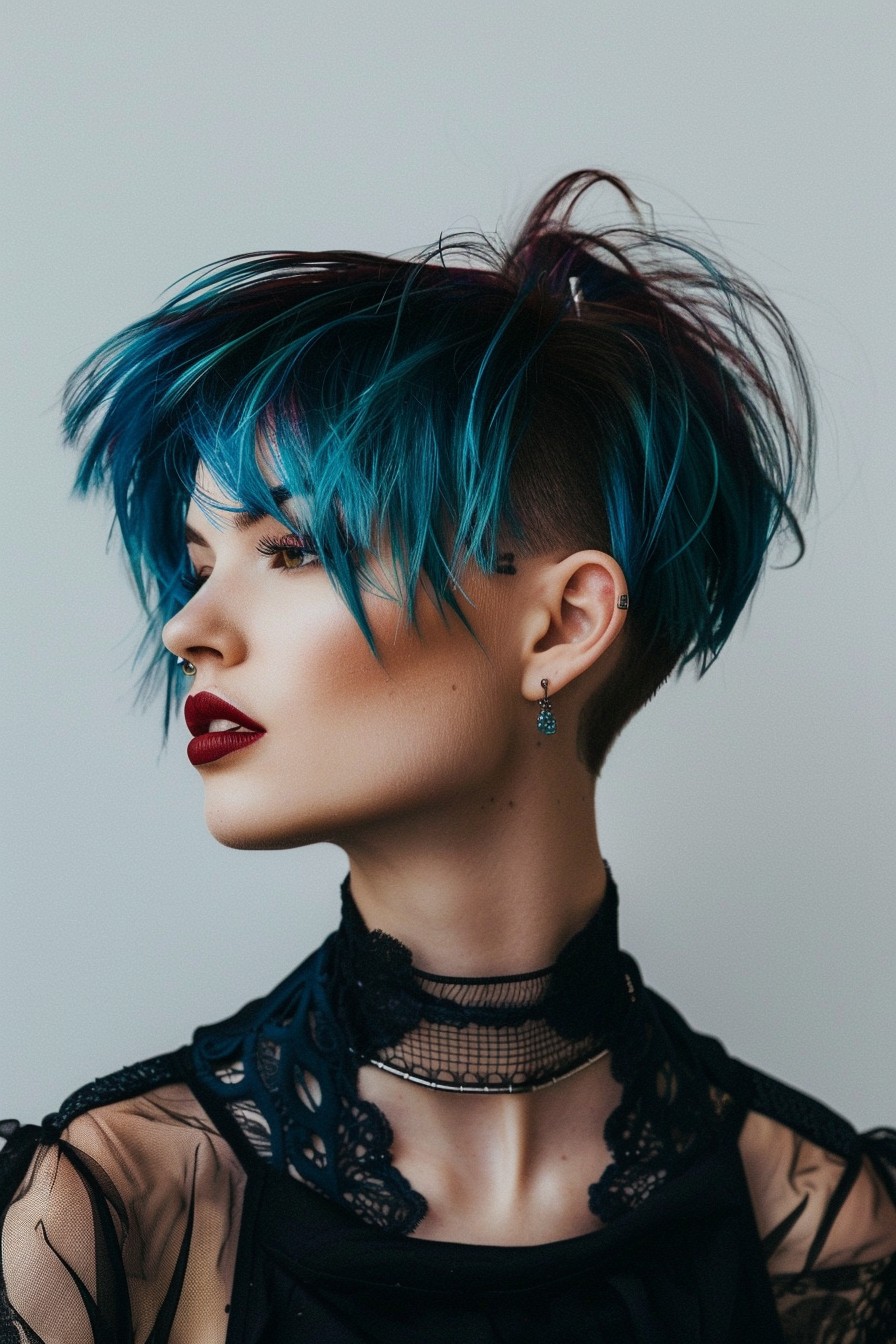 Pixie Bob with Vibrant Peacock Blue Accents