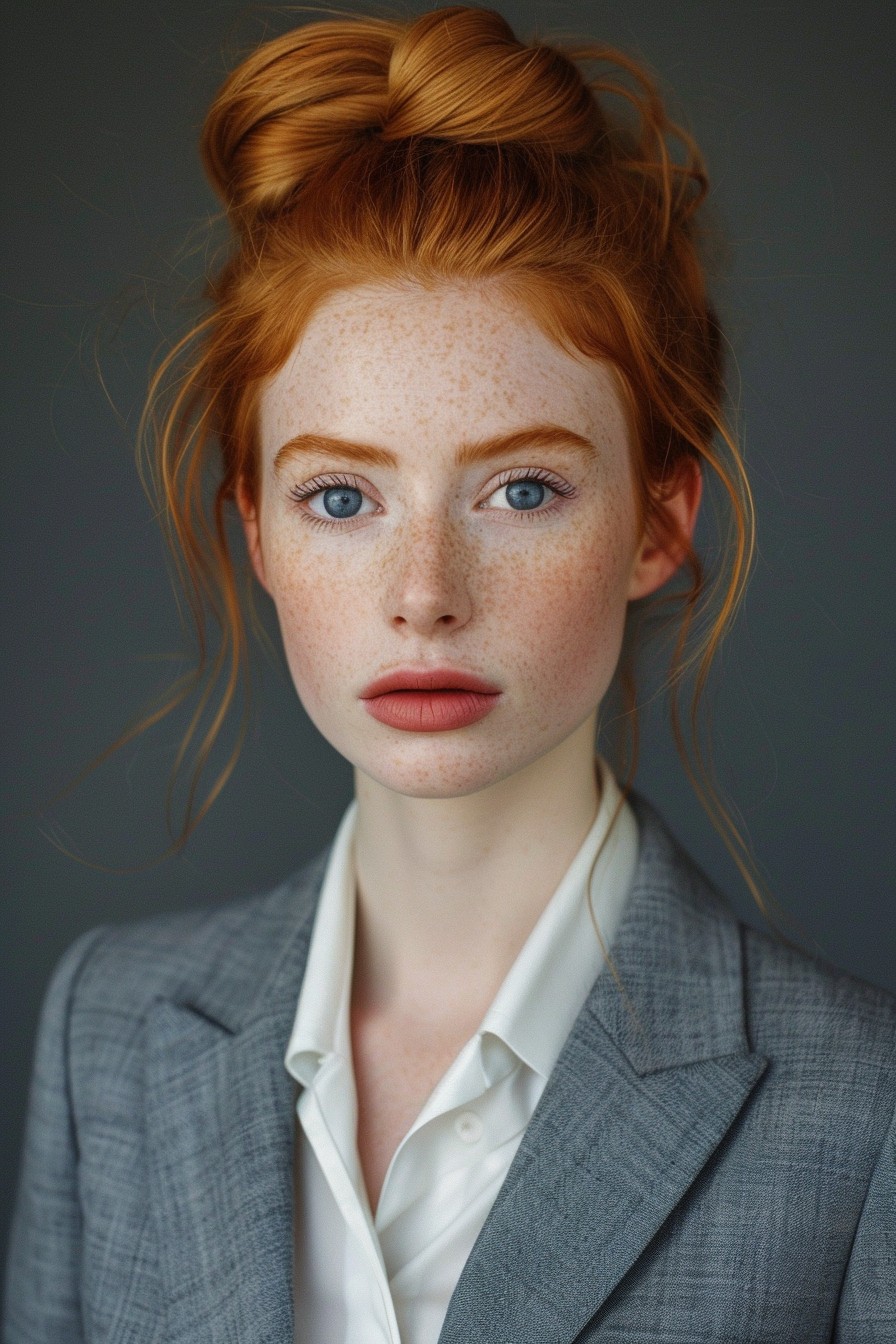 Sophisticated High Strawberry Blonde Bun