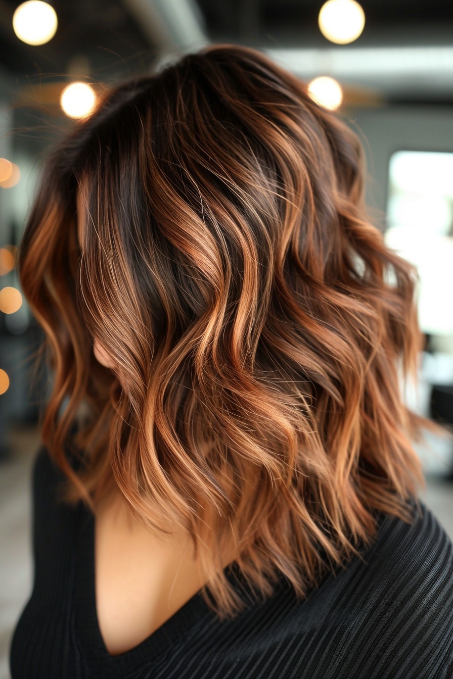 Medium California Brunette with Sunlit Copper Balayage