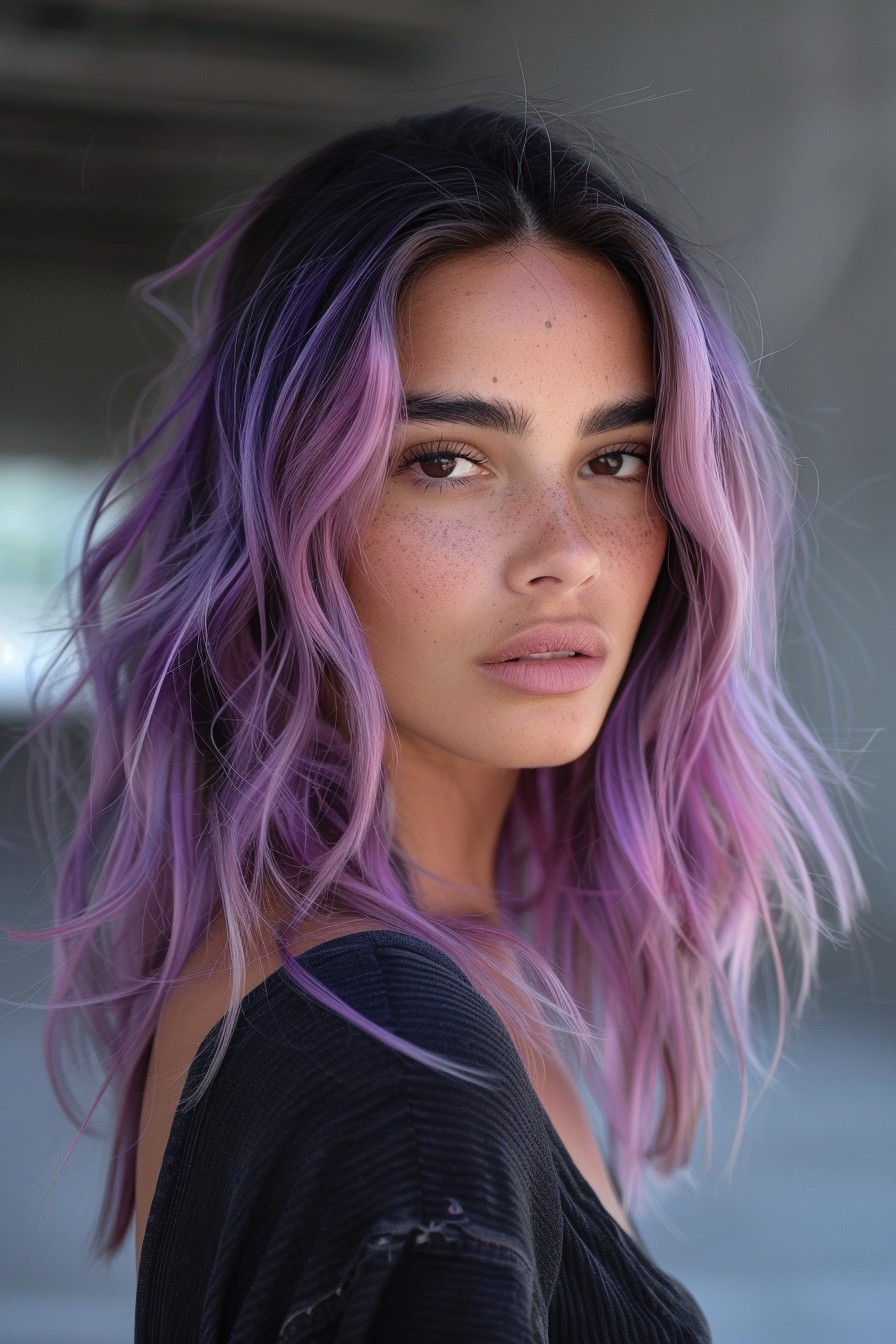 Beach Waves in Lavender with Dark Roots