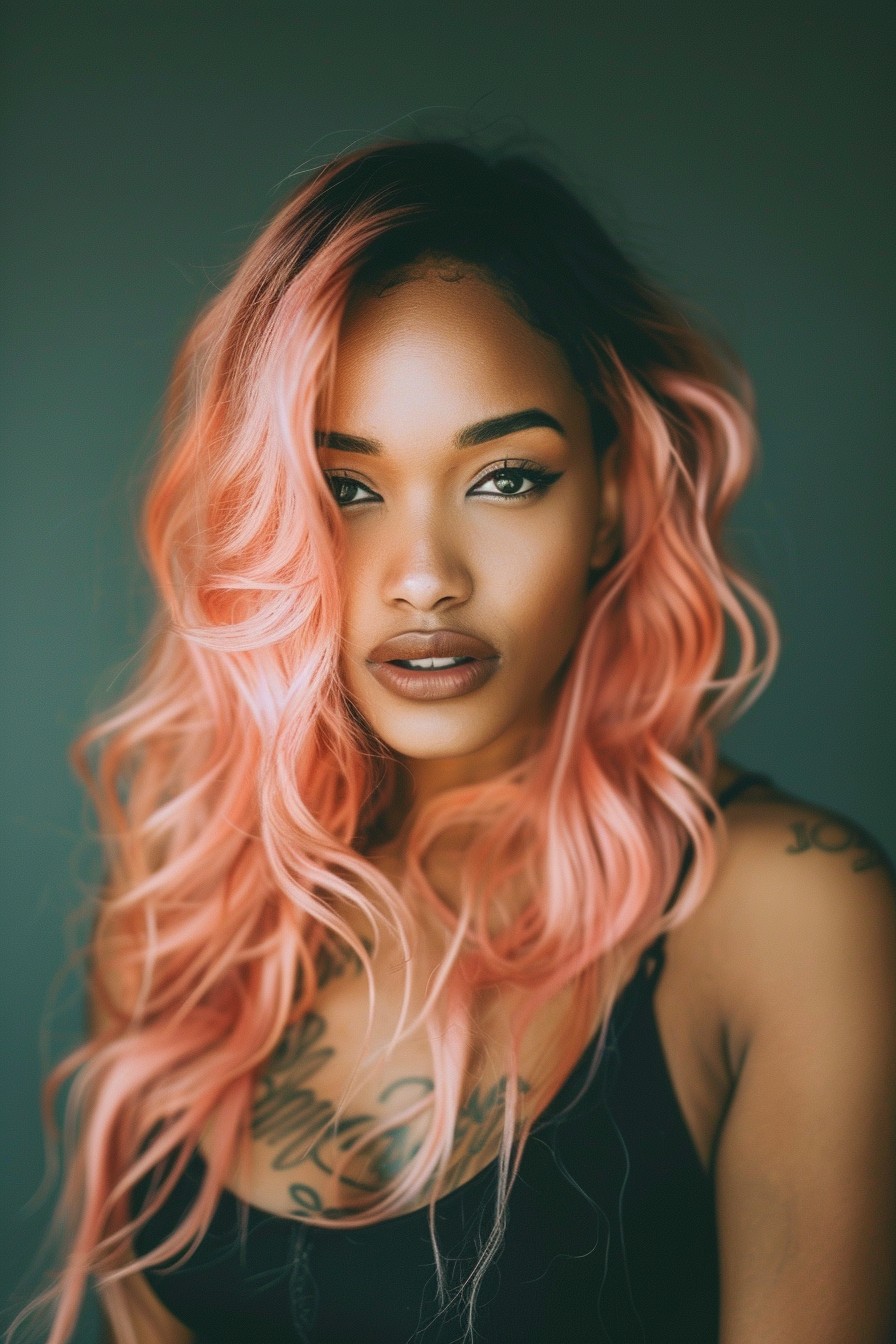 Rose Gold Hair with Dark Roots