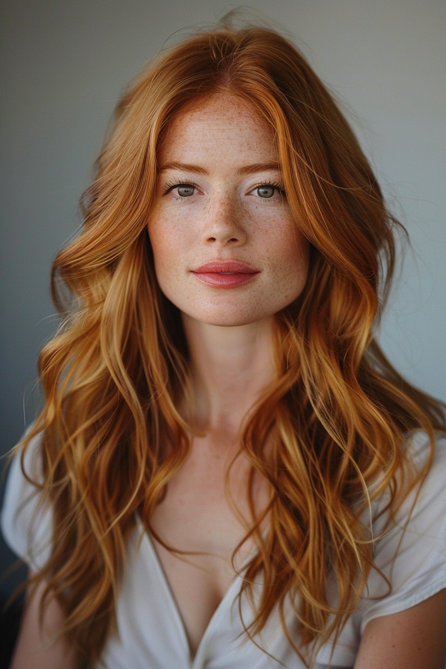 Effortless Strawberry Blonde Waves