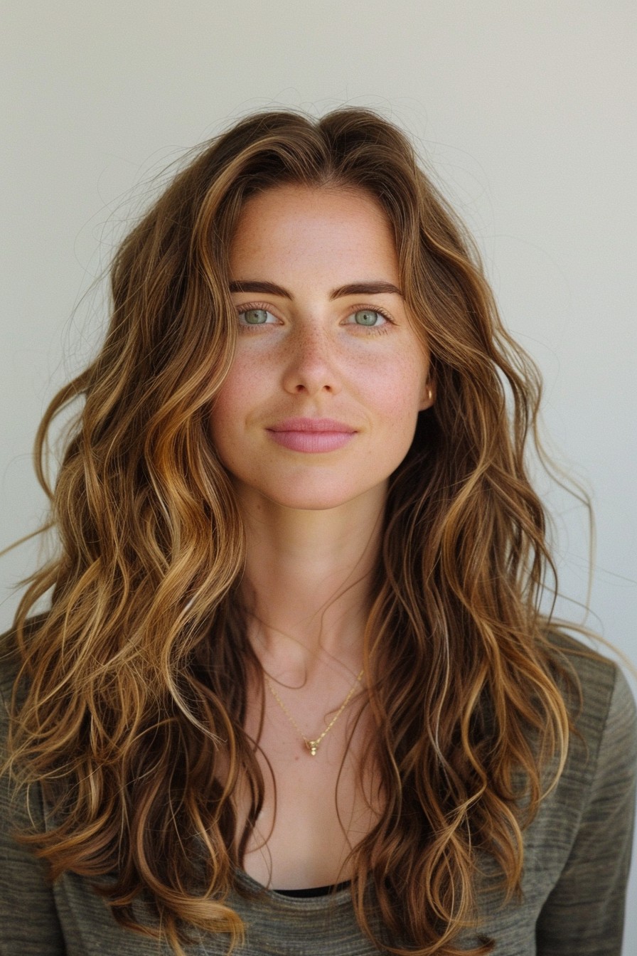 Subtle Beach Waves with Sun-Kissed Balayage