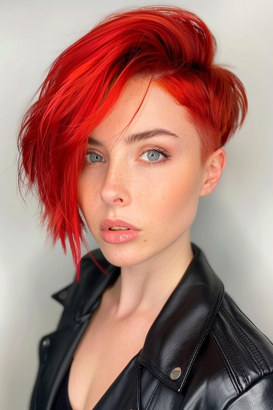 Asymmetrical Pixie Bob in Vibrant Red