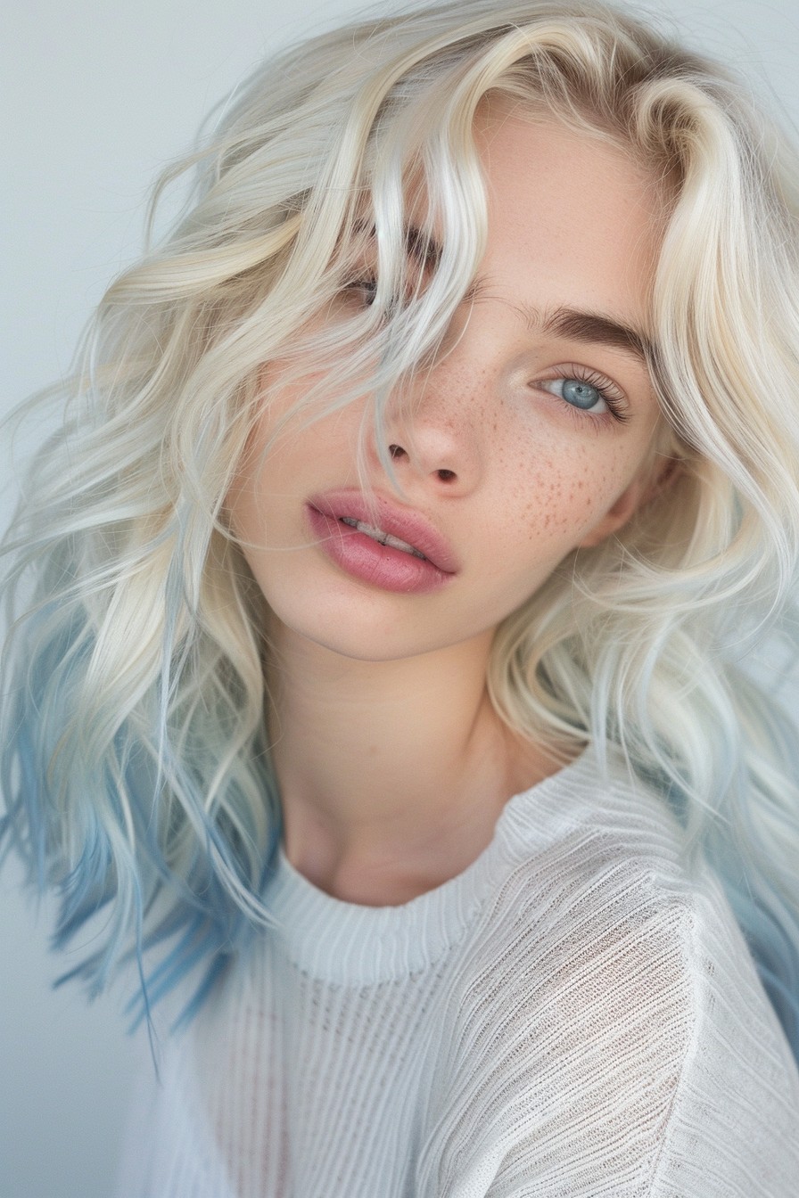 Serene Platinum to Pastel Blue Ombre