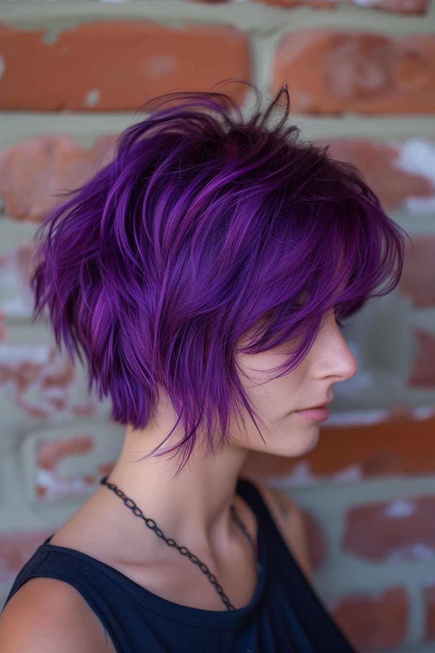 Vibrant Violet in Short Layered Cut