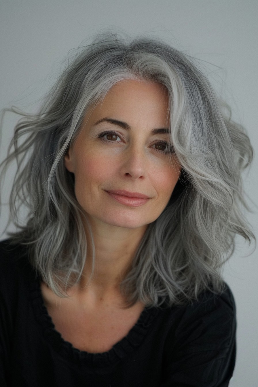 Ash Gray Layered Hair