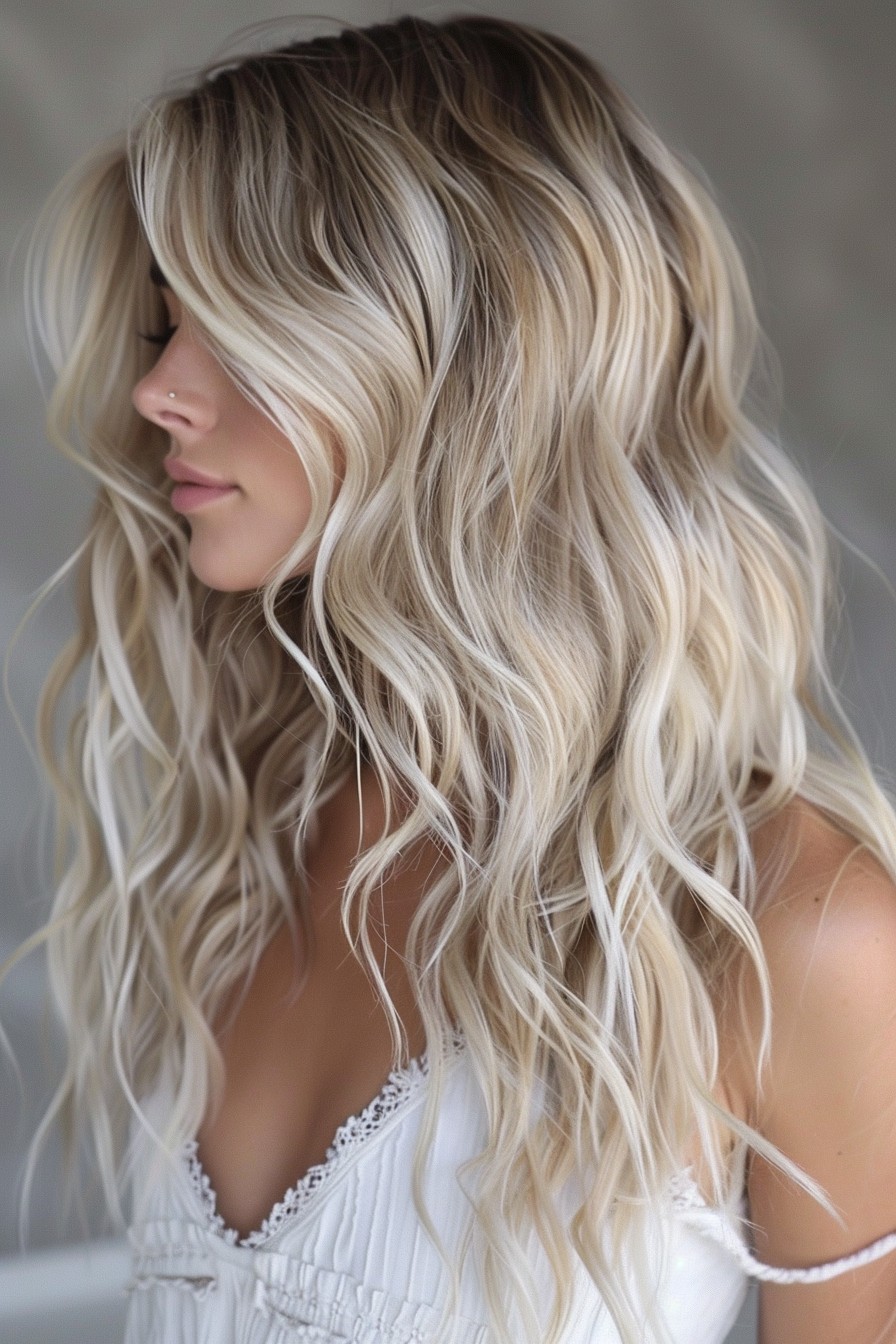 Relaxed Summery Icy Blonde Beach Waves