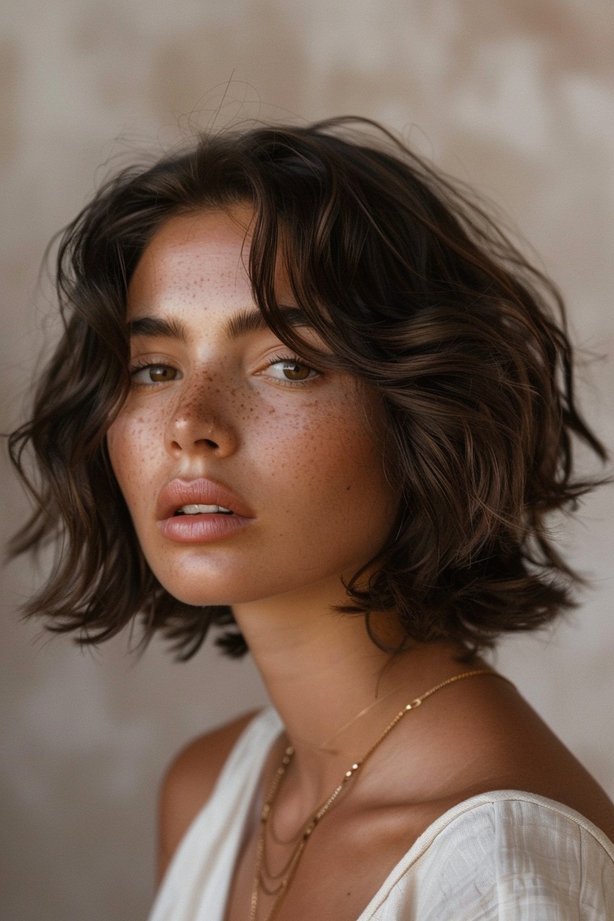 Wavy Bob with a Natural, Air-Dried Style