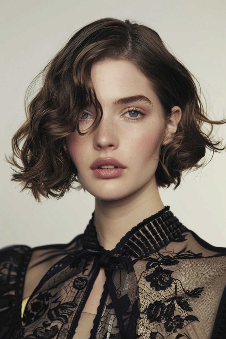 Vintage-Inspired Wavy Bob with Defined Waves