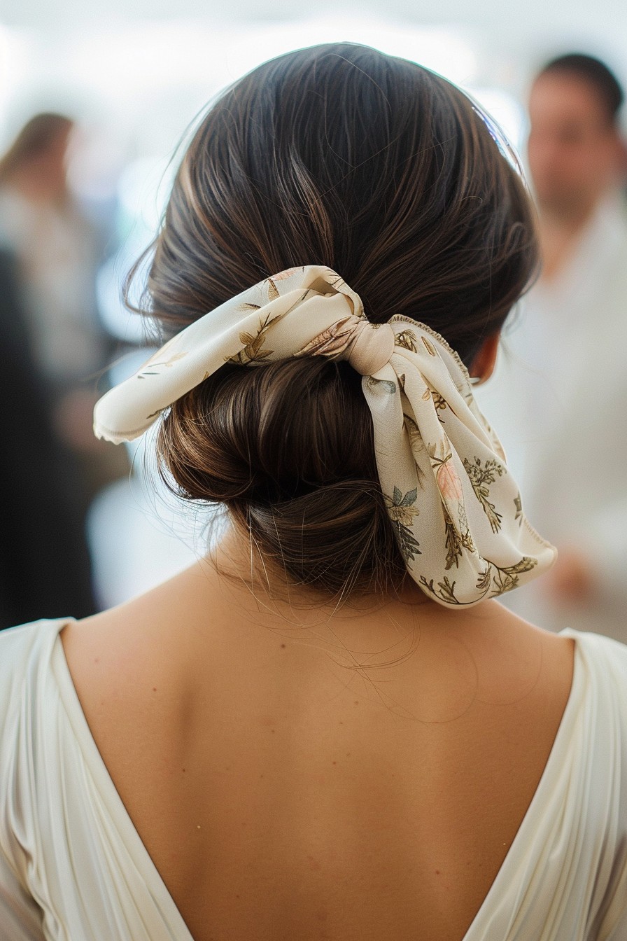 Low Bun with Silk Scarf