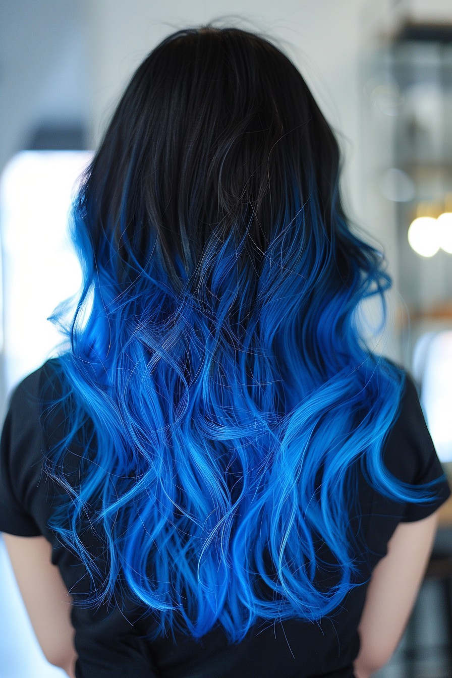 Electric Black to Blue Ombre