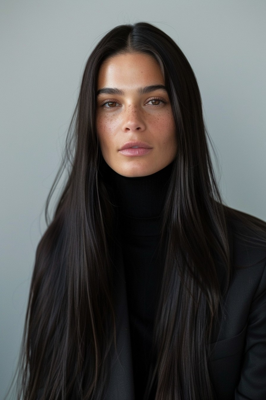 Refined Simplicity in Long Sleek Hair