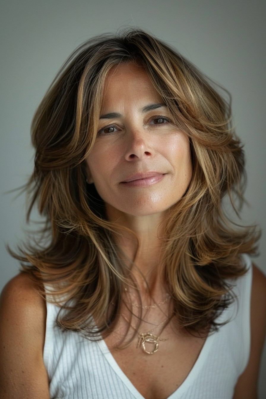 Medium-Length Hair with Layered Ends and Subtle Highlights