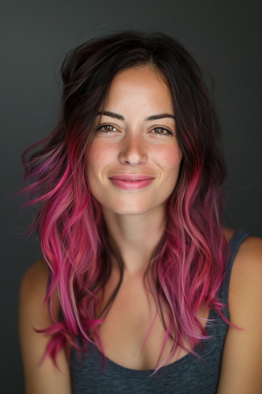 Playful Dark Roots to Pink Ends