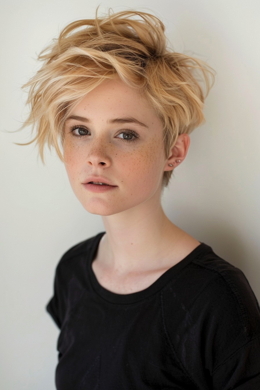 Playful Honey Blonde Pixie