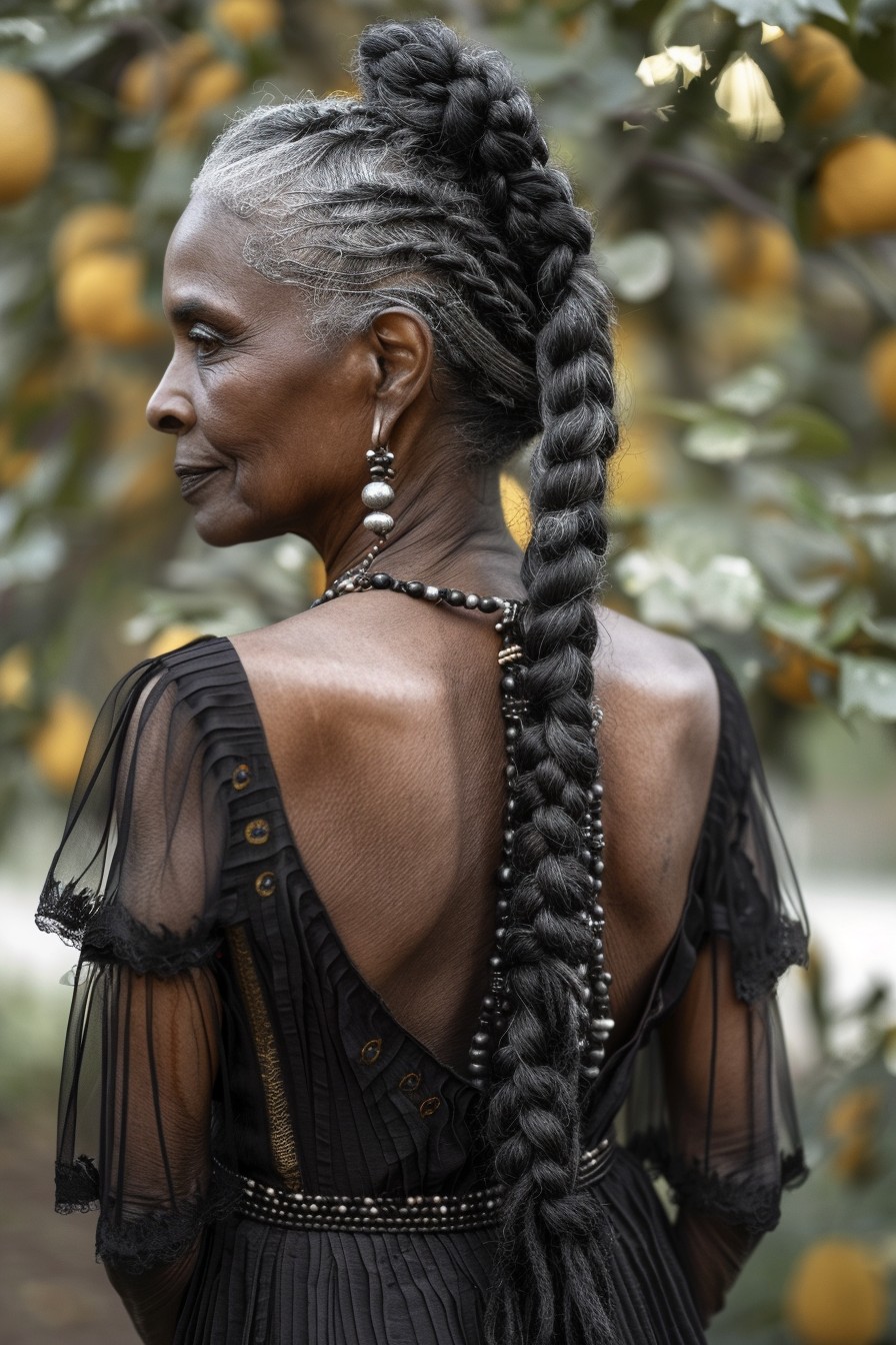 Stylish Long Braids Tied Back into a Ponytail