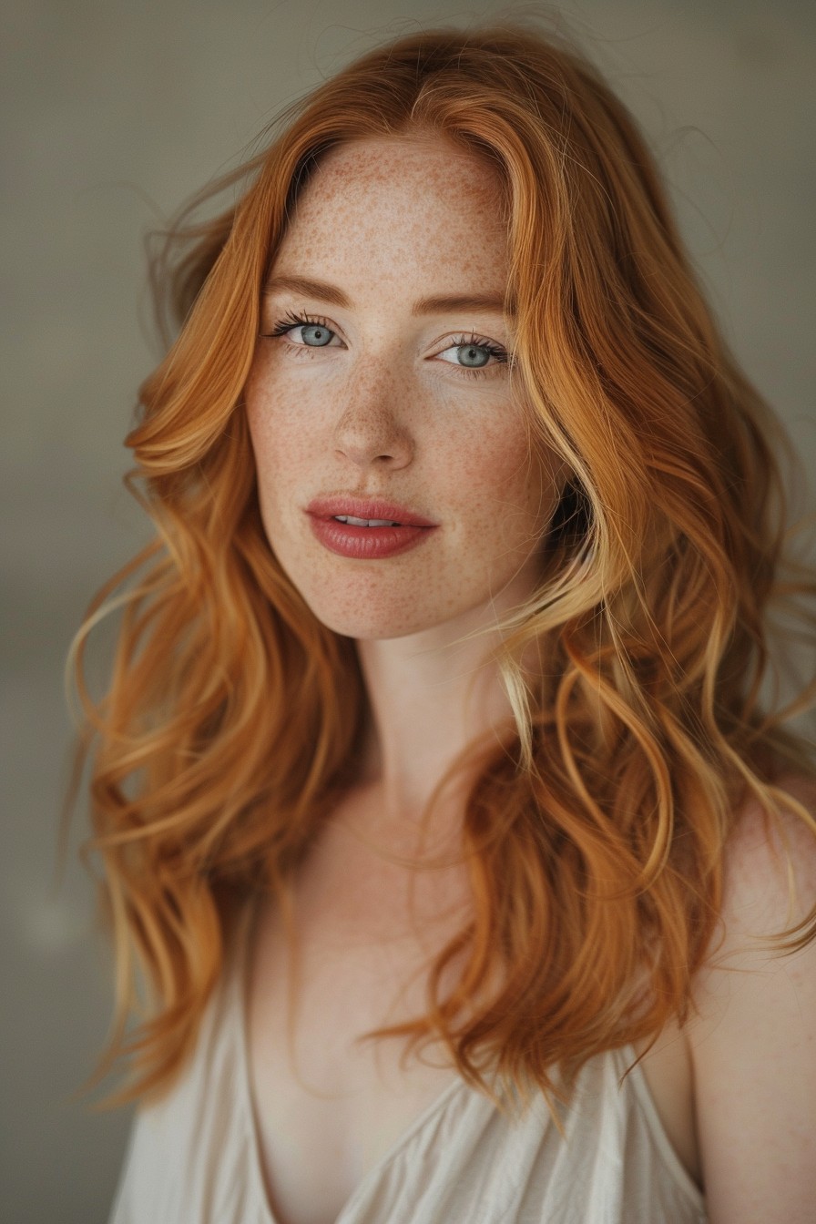 Carefree Strawberry Blonde Beach Waves