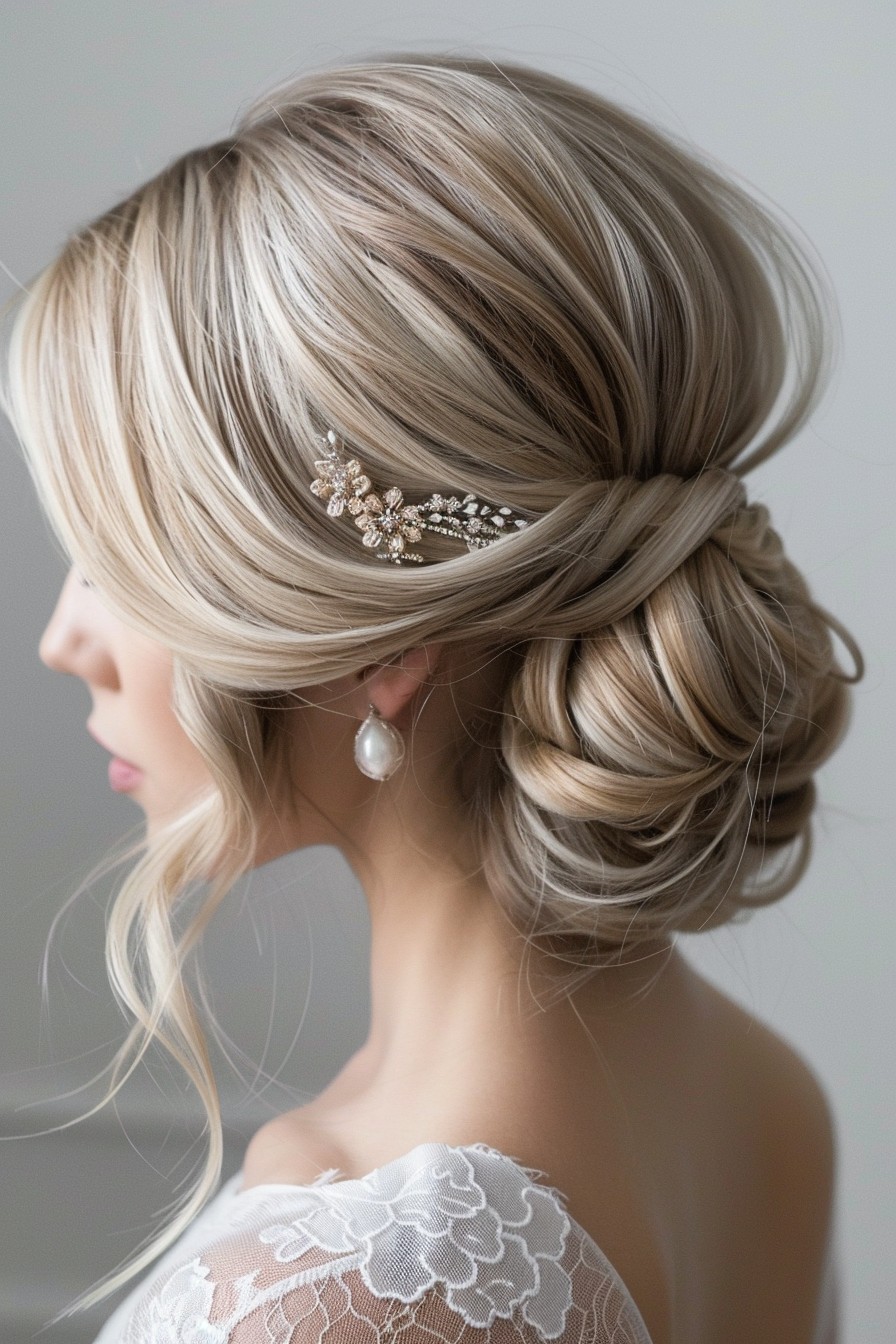 Sophisticated Icy Blonde Chignon