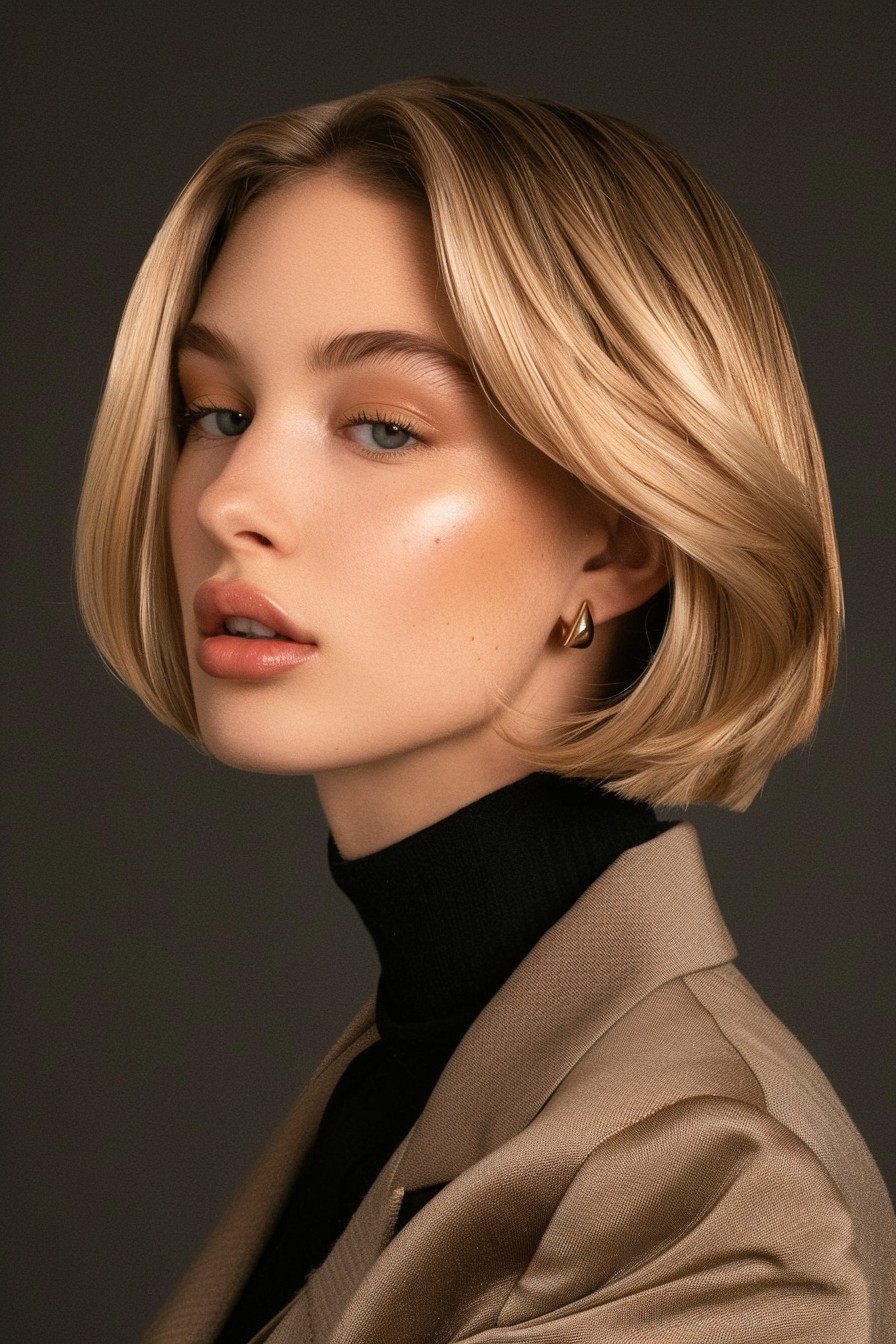 Chic Honey Blonde Sleek Bob