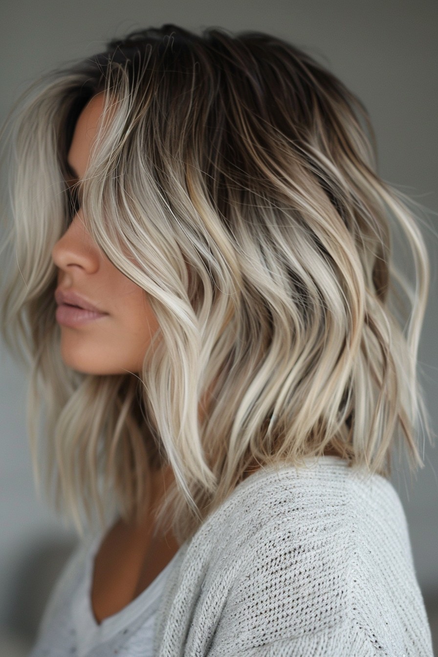 Casual Chic Textured Icy Blonde Lob