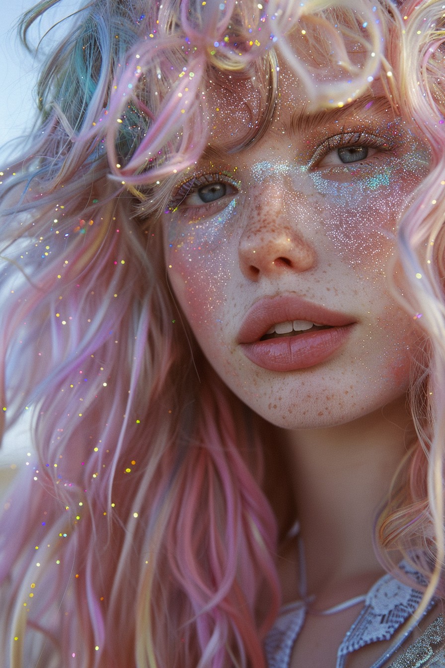 Glitter Roots with Pastel Waves