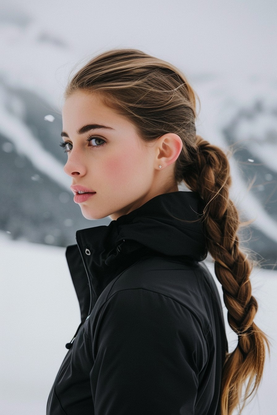 Sleek Ponytail Streamlined Snowboarding Look