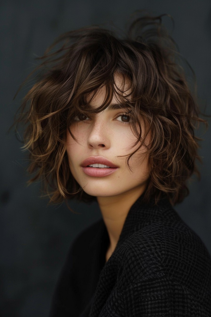 Short Wavy Bob with Messy, Tousled Texture