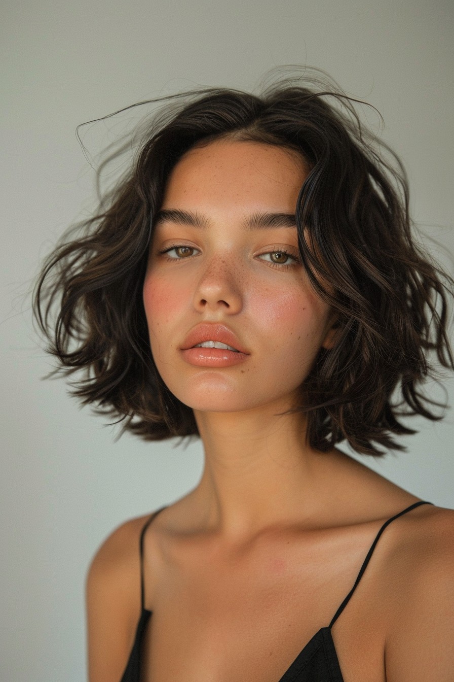 Sleek Wavy Bob with a Center Part