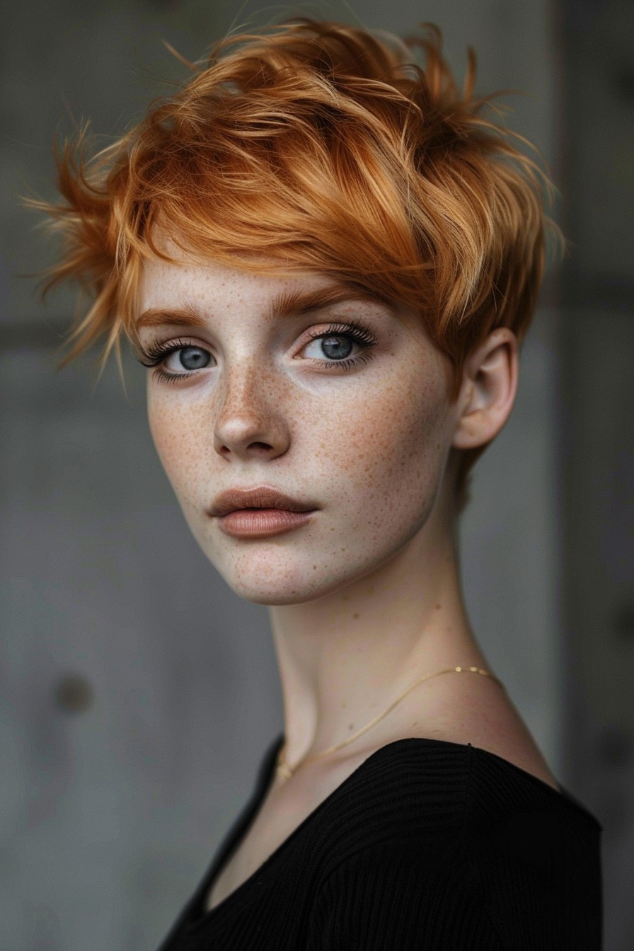 Textured Strawberry Blonde Pixie