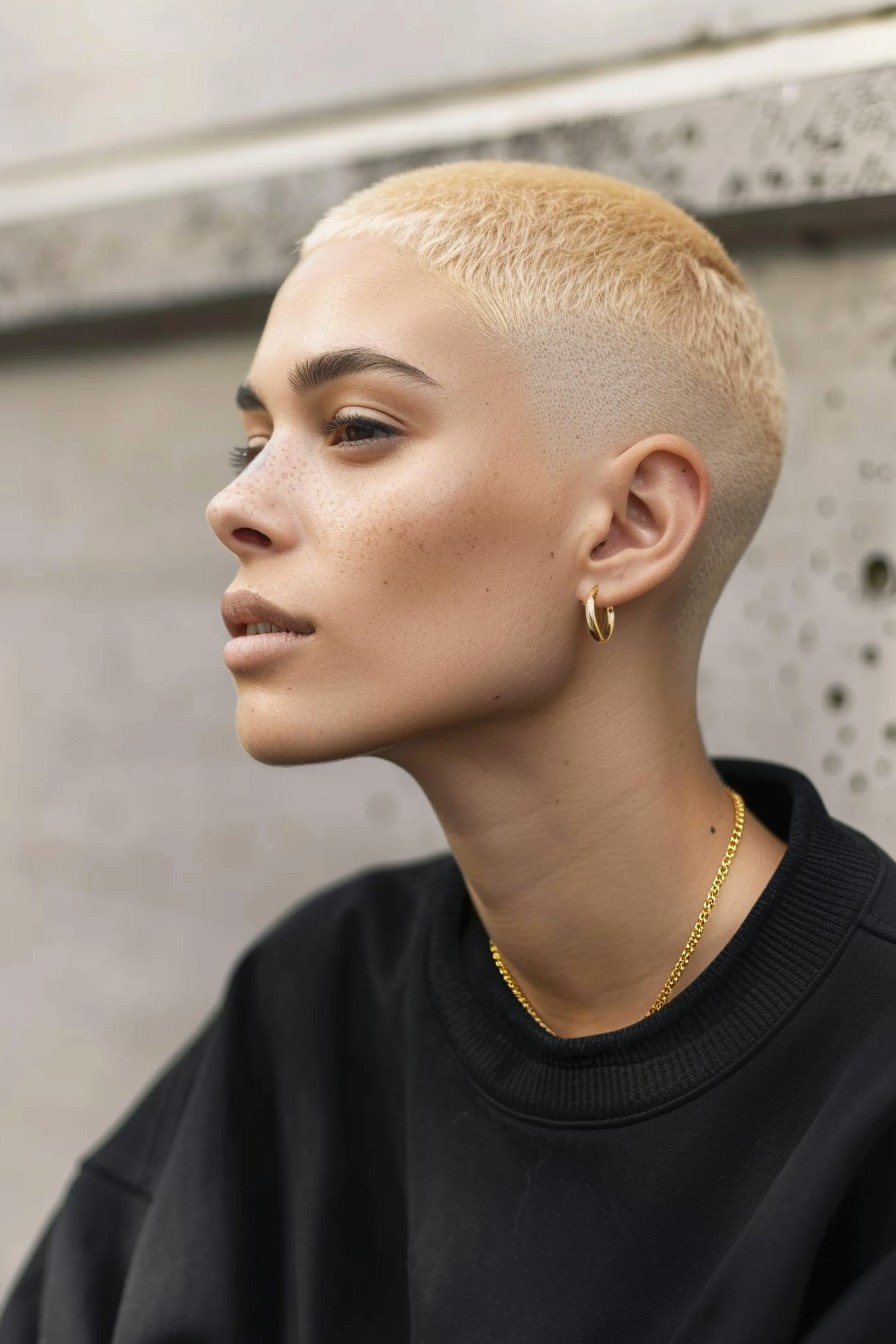 Bold Statement Honey Blonde Buzz Cut