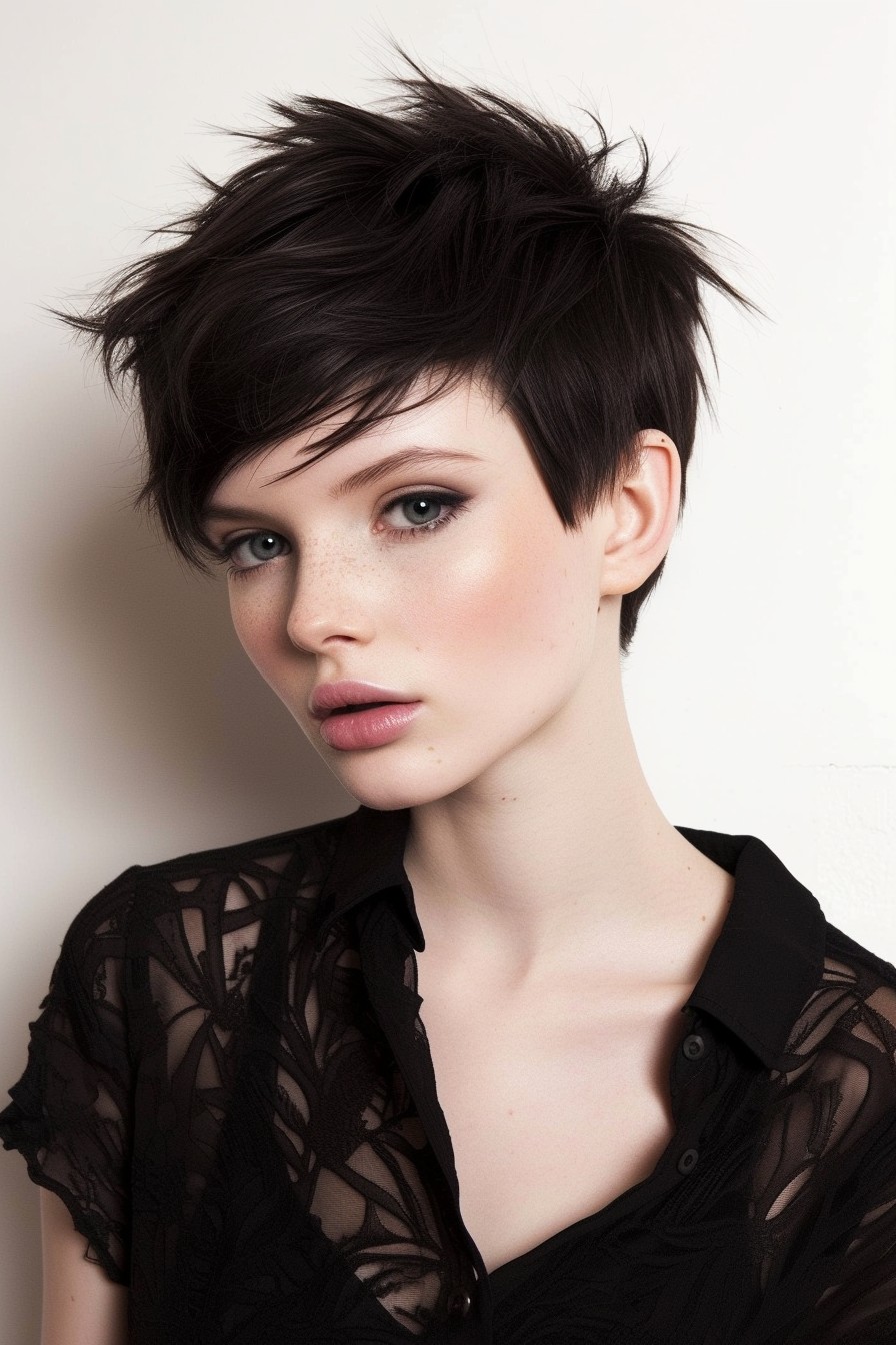 Glossy Jet Black in Short Pixie