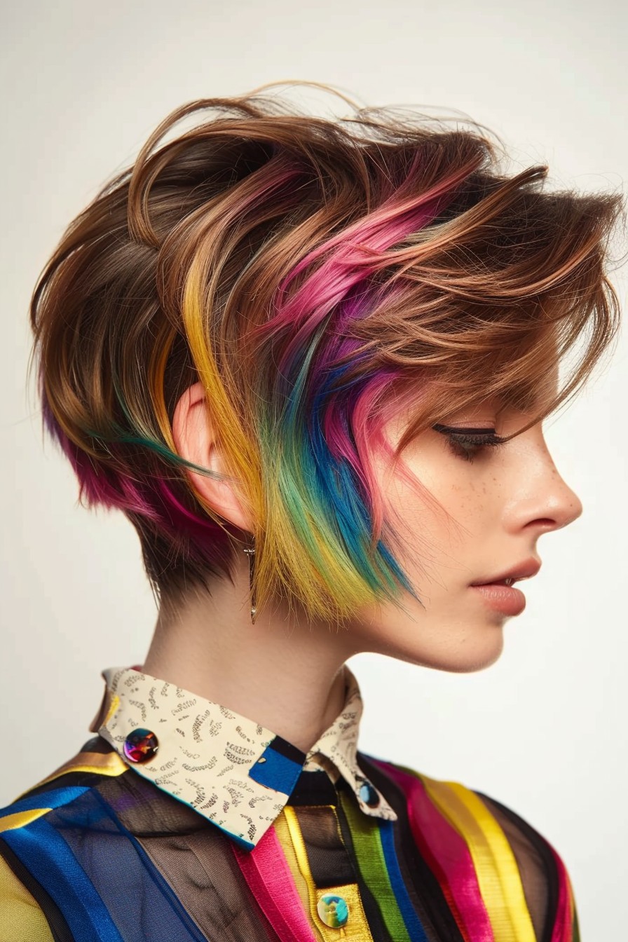 Modern Pixie Bob Undercut with Rainbow