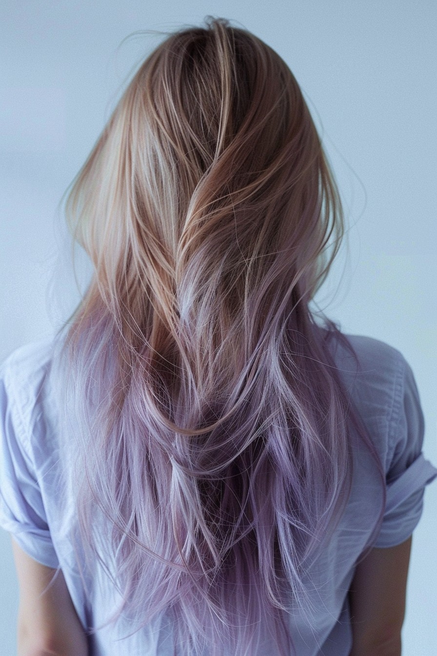 Lavender Dip-Dye on Long Layers