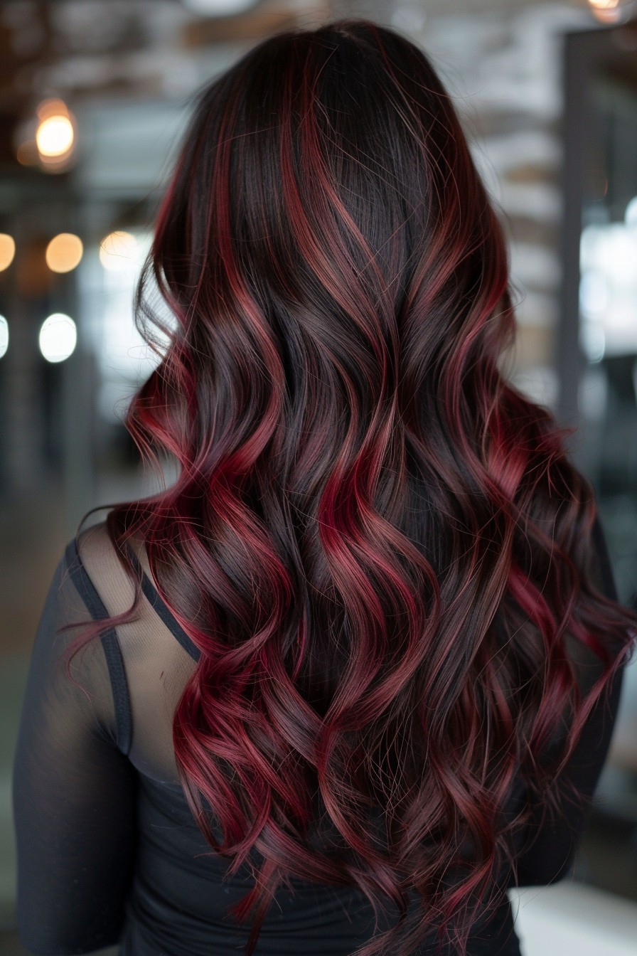 Luxurious Ruby Red Balayage