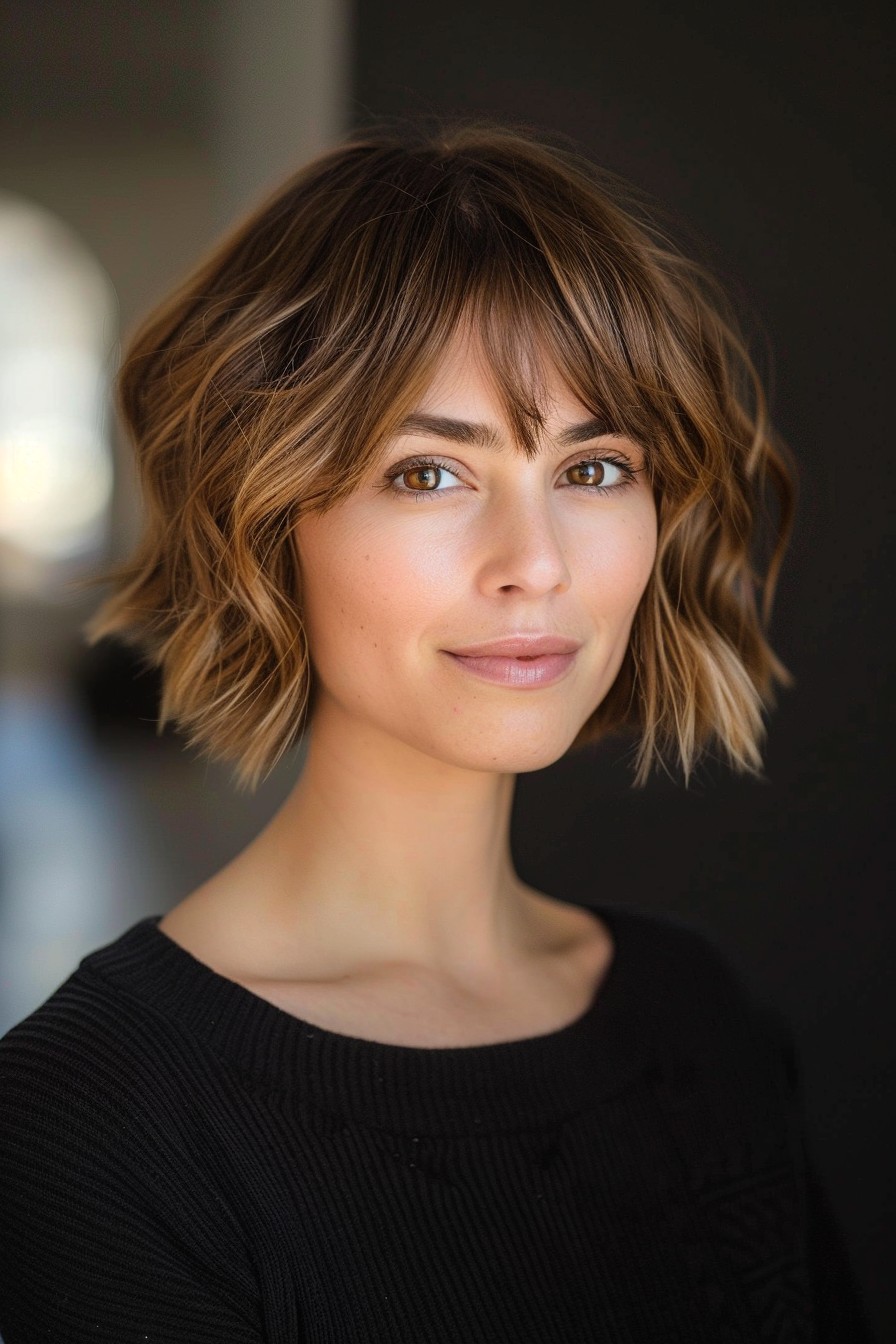 Mocha Brown Pixie Bob with Caramel Swirl Highlights