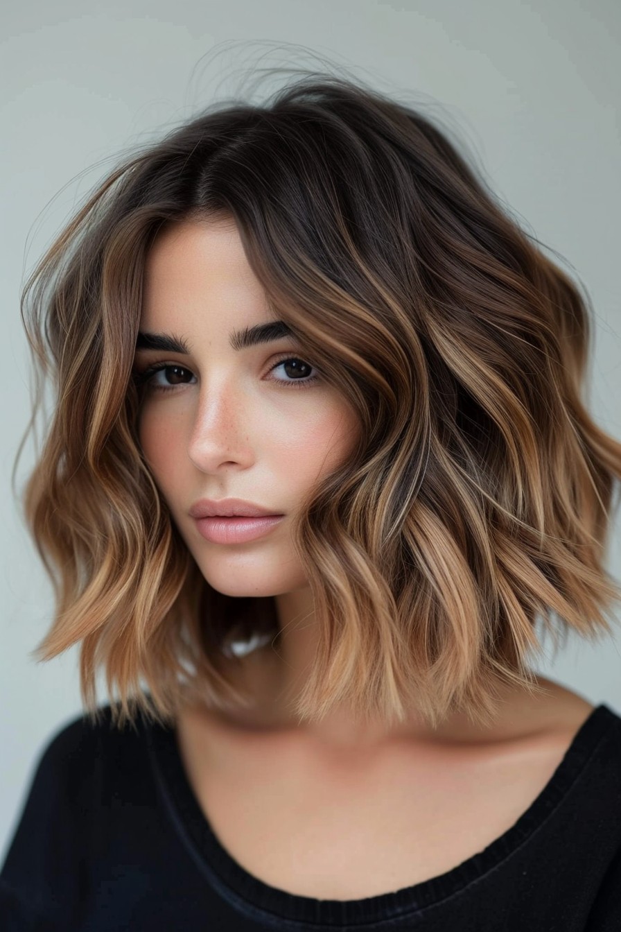 Chic Wavy Bob Cut California Brunette