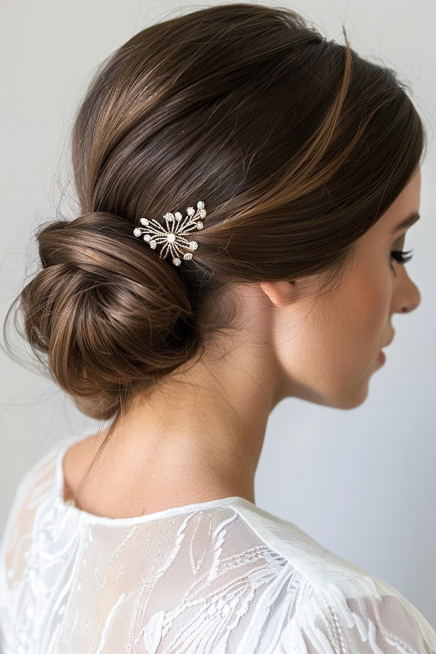 Sleek Low Bun with Statement Clip