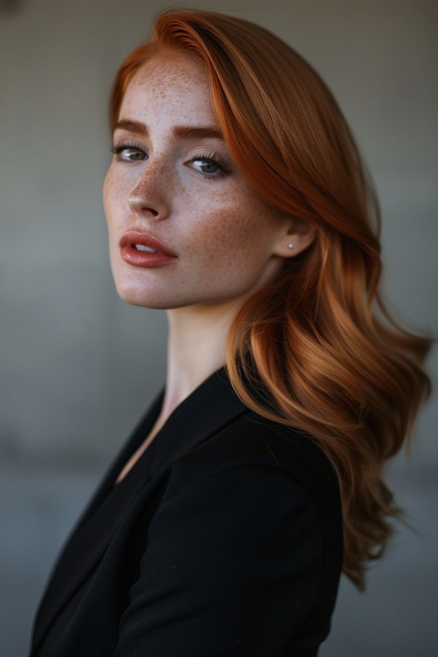 Striking Side-Swept Strawberry Blonde