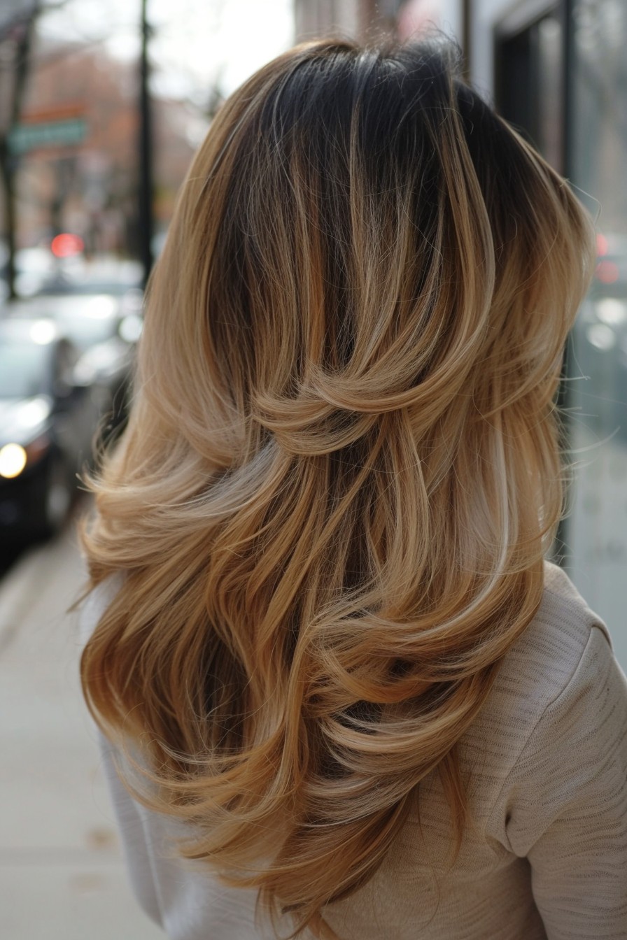 Trendy Grown-Out Honey Blonde Roots