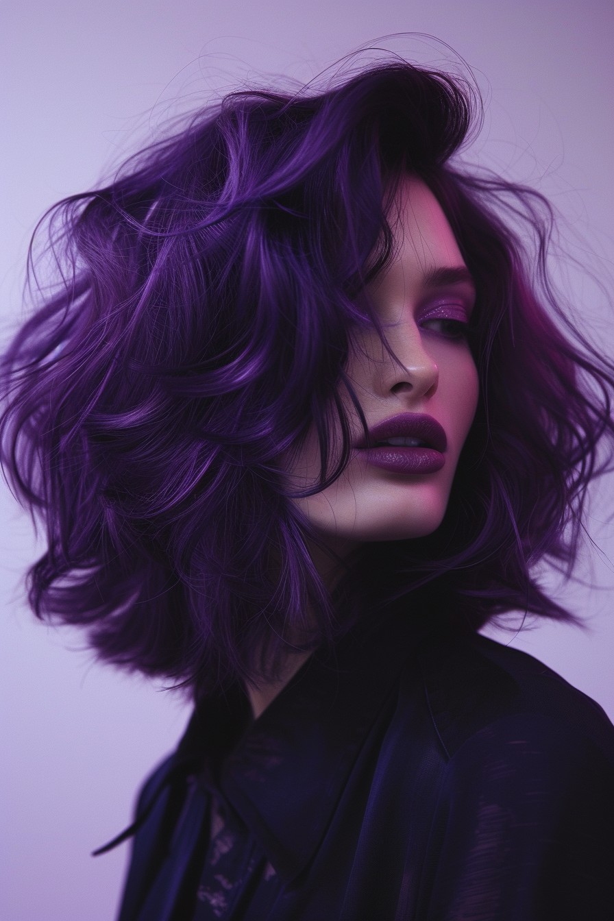 Short, Tousled Waves in Deep, Mysterious Midnight Purple