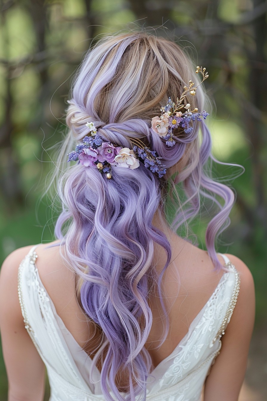 Half-Up, Half-Down in Soft Lavender Curls