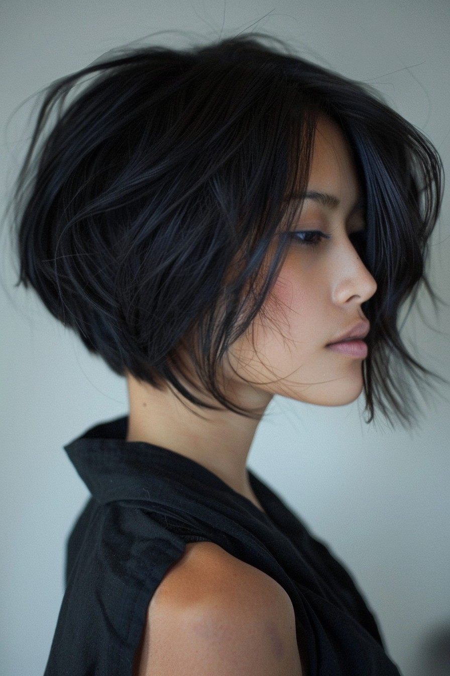 Asymmetrical Ear-Length Bob with Angled Cuts