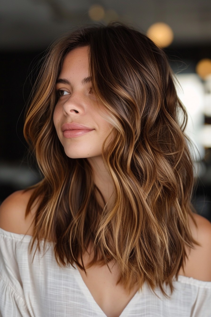 Medium-Length California Brunette with Subtle Honey and Copper Tones