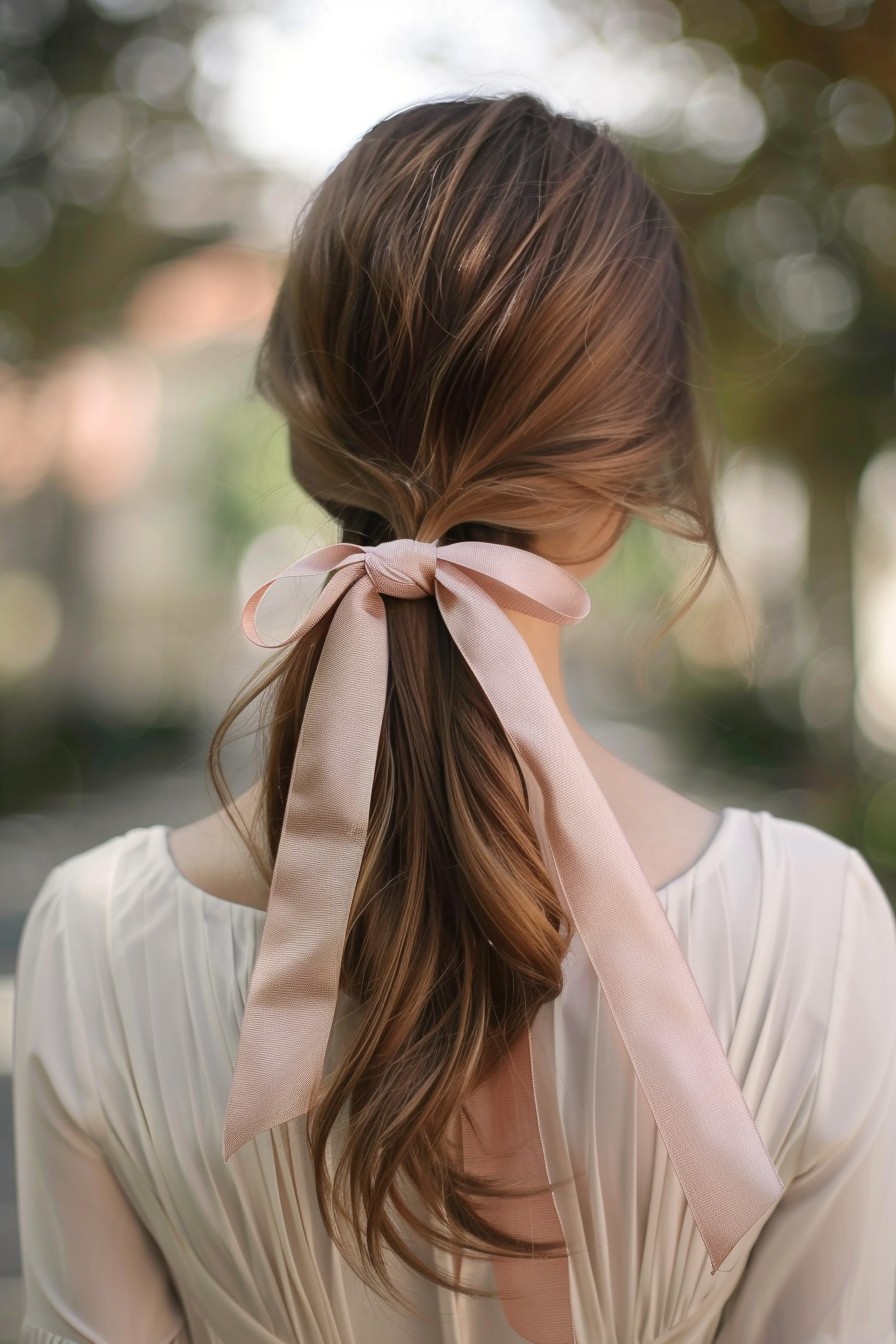 Low Ponytail with Ribbon Tie