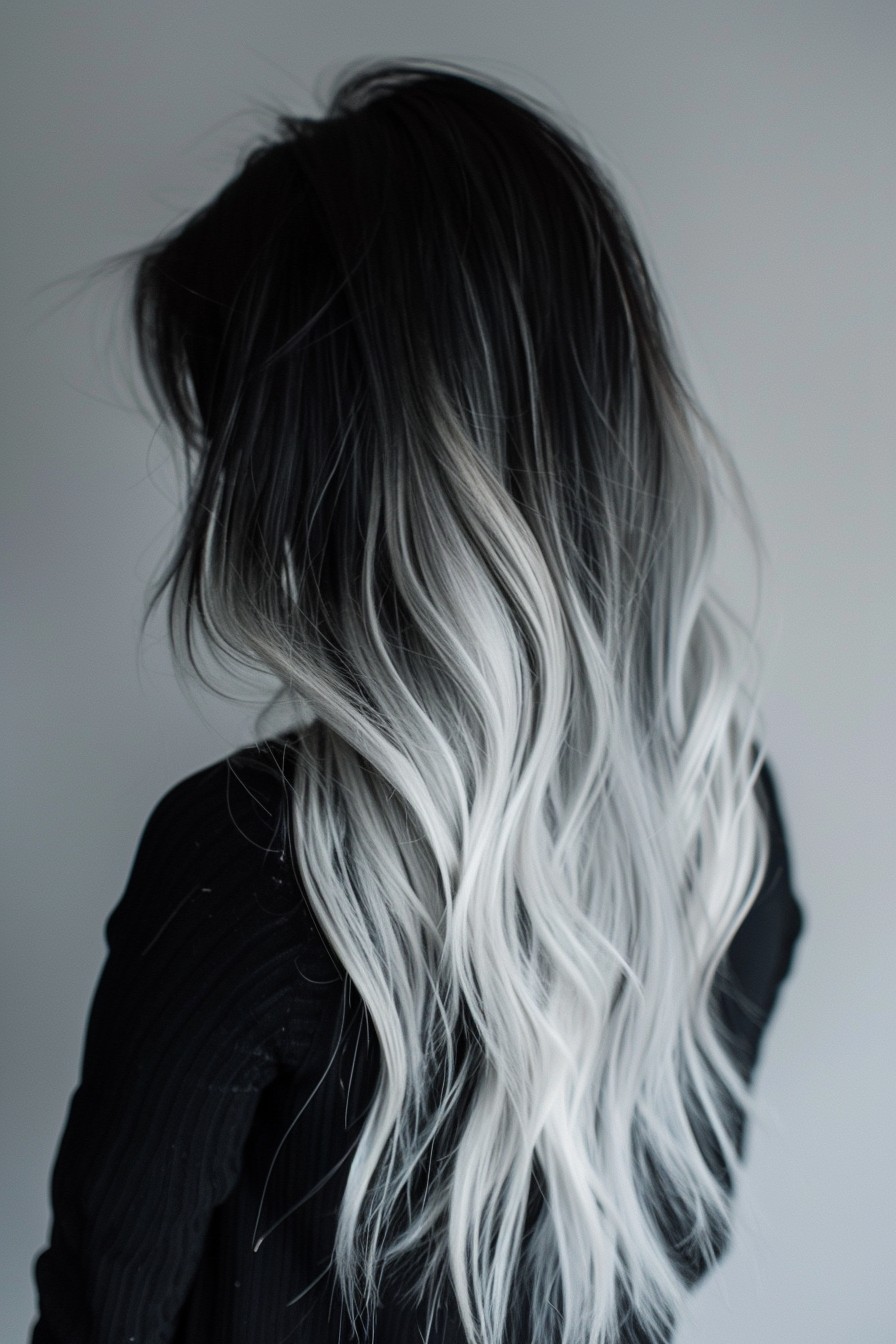 Dramatic Black to Silver Ombre